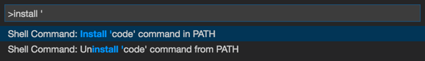 From the Command Palette, choose Shell command: Install 'code' command in PATH